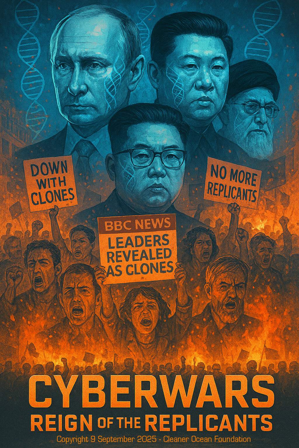 This is the official V2 characters A to Z index of the original John Storm political thriller: CyberWars WW3III. In this version the CRINK leaders have brainwashed their electorate sheep, to allow their undemocratic dictator leaders to rule for as long as they live. Hence, the search is on for methods to prolong their lives. At first via vital organ transplants, and then Chinese, Russian and North Korean leaders learn about the Replivator and the reincarnation of the last Pharaoh of Egypt, Queen Cleopatra Philopator VII.