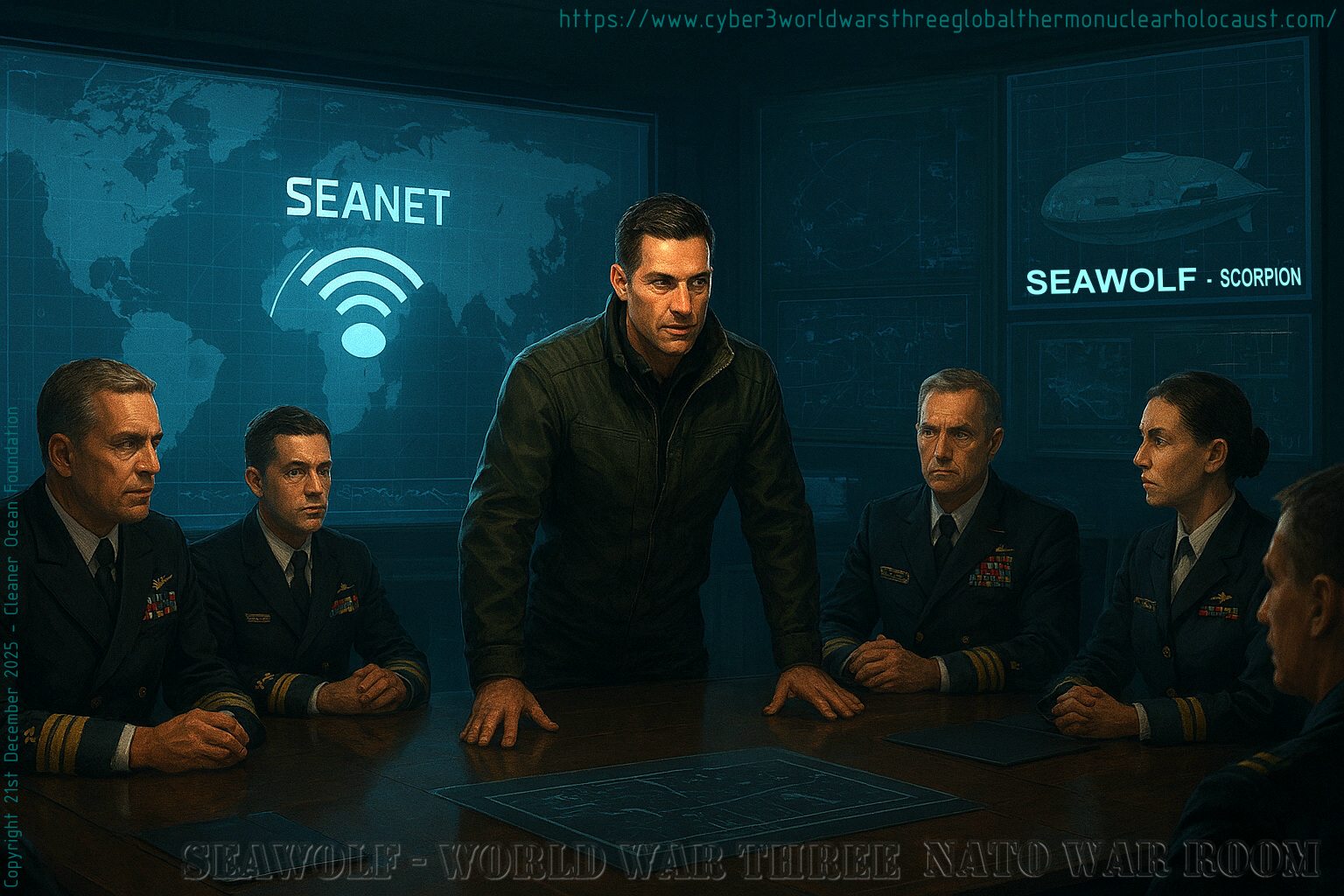 At a desperate joint meeting of the UK�s Joint Chiefs and the remnants of the U.S. Navy�s command, John Storm, brought in as a consultant on ocean systems, and because of his daring rescue of Charley Temple, as reported by BBC's Jill Bird, makes his audacious proposal. He unveils SeaWolf: a concept for a vast, networked formation of thousands of cheap, autonomous, Scorpion HK unmanned surface drones, coordinated by SeaNet. The drones are modular, powered by solar and hydrogen fuel cells, armed with highly advanced MK 48 torpedoes, Tomahawks and light Surface-to-Air defenses. The critical selling point: each unit costs only $10 million versus the $4�$8 billion price tag of a single attack submarine - not including the cost of the more expensive missiles. The initial skepticism from traditional military brass is palpable, mirroring the early resistance to Frank Whittle's jet engine, and Barnes Wallace's bouncing bomb. John�s pitch: "We cannot beat them one-for-one. We can only beat them with attritable mass and algorithmic superiority."